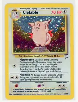 2000 Pokemon Base 2 Clefable Holo Rare Swirl 5/130 NM - Image 1