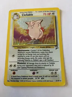 2000 Pokemon Base 2 Clefable Holo Rare Swirl 5/130 NM - Image 3