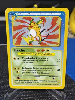 Funskool 2004 Pokemon Raichu Holo Error Inverted Back, Rare! India Green Riachu! - Image 1