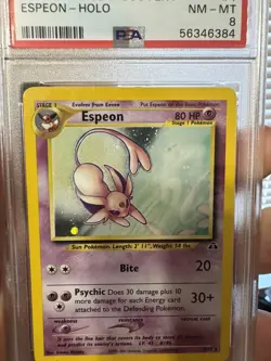 Pokemon TCG Neo Discovery Espeon Holo Card 1/75 PSA 8 SLAB - Image 3