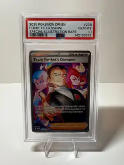 2025 POKEMON DRI EN-DESTINED RIVALS #238 TEAM ROCKET'S GIOVANNI PSA 10 - Image 1
