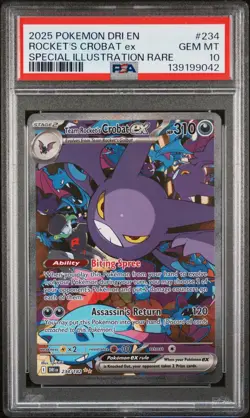 2025 POKEMON DRI SPECIAL ILLUSTRATION RARE #234 TEAM ROCKET'S CROBAT EX PSA 10 - Image 1