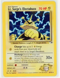 2000 Pokemon Gym Heroes Lt. Surge's Electabuzz Holo Rare 6/132 NM-MT - Image 1