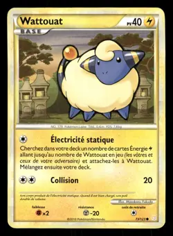 Carte Pokemon Wattouat 73/123 HeartGold SoulSilver Francais - Image 1