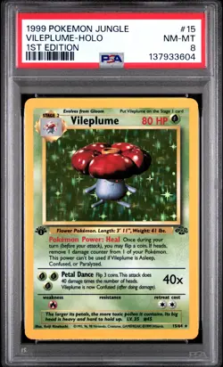 1999 POKEMON JUNGLE 1ST ED #15 VILEPLUME-HOLO PSA 8 - Image 1