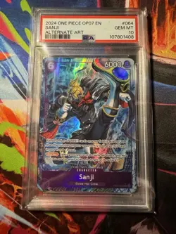One Piece Sanji OP07-064 SR Alternative Art PSA 10 GEM MINT English - Image 1