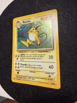 Pokemon TCG Base Set Raichu Holo Card 14/102 Unlimited Holo Rare NM - Image 3