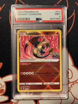 Pokemon TCG Radiant Charizard Card Pokemon Go, 011/078, Radiant Rare, PSA 9 - Image 1