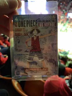 One Piece College Basketball US Voyage Luffy Card IN HAND - UNOPENED - Image 1