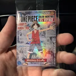 One Piece Monkey D. Luffy US Voyage College Basketball Card Rutgers 1/23 IN HAND - Image 1