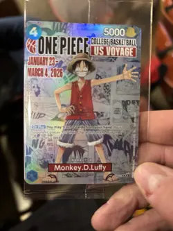 One Piece Monkey D. Luffy US Voyage College Basketball Card Rutgers IN HAND - Image 1