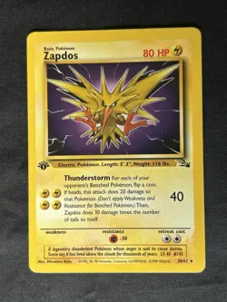 Pokemon TCG Zapdos Fossil 1st Edition Non-Holo Card 30/62 - Image 1