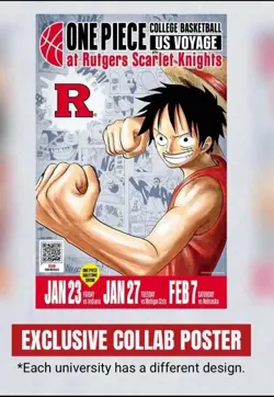 One Piece Monkey D. Luffy US Voyage College Basketball Card&Poster 1/23 IN HAND - Image 4