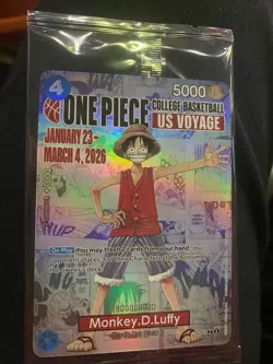 One Piece Monkey D. Luffy US Voyage College Basketball Trading Card IN HAND! - Image 1