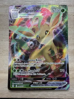 Pokemon TCG LEAFEON VMAX Holo Ultra Rare Card Evolving Skies 008/203 NM+ - Image 1