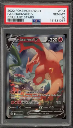 Pokemon Charizard V Brilliant Stars Full Alt Art #154 PSA 10 Gem Mint - Image 1