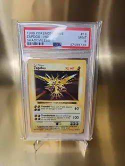 1999 POKEMON BASE SET SHADOWLESS #16 ZAPDOS-HOLO PSA 9 - Image 1