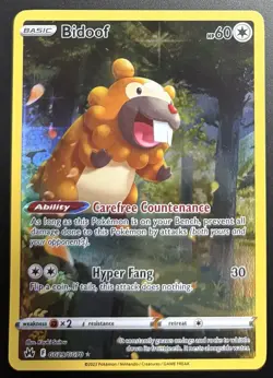 Pokemon Bidoof GG29/GG70 Ultra Rare Crown Zenith Galarian Gallery Full Art NM - Image 1