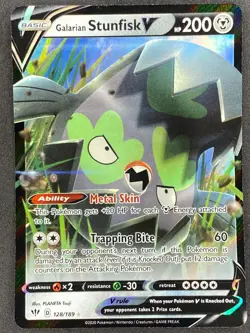 Pokemon Galarian Stunfisk V 128/189 DAA Darkness Ablaze NM - Image 1