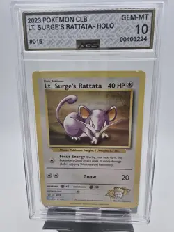 Lt. Surge's Rattata 015/034 Trading Card Game Classic Holo AGS 10 - Image 1