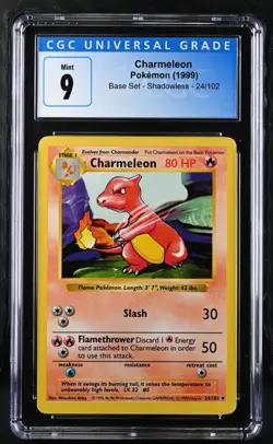 CGC 9 Charmeleon 1999 Base Set Shadowless 24/102 Pokemon Card MINT Blue Label - Image 1