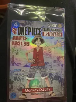 One Piece Monkey D. Luffy US Voyage College Basketball Trading Card IN HAND! - Image 1