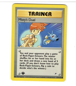 1st Edition Pokemon Trainer Card MISTY'S DUEL Gym Heroes 123/132 UNPLAYED NM/MT - Image 1