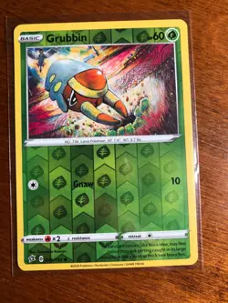Grubbin 016/192 Sword & Shield Rebel Clash REVERSE HOLO PERFECT MINT! Pokemon - Image 1