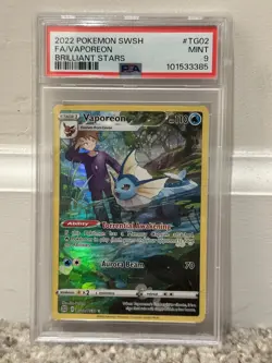 PSA 9 Brilliant Stars Vaporeon TG02 FA - 2022 Pokemon Swsh09 TG02/TG30 - Image 1
