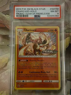 Pokemon Tcg Charizard SM158 Sun & Moon Team Up Black Star Prerelease Promo PSA 8 - Image 1