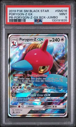 PSA 9 Porygon-Z GX #SM216 Sun Moon Black Promo GX Pokemon 2019 Error Label 🎉🔥 - Image 1