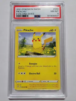 Pikachu 049/203 SWSH07: Evolving Skies Regular PSA 8 Pokemon Tcg - Image 1