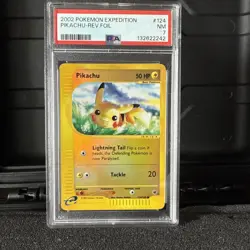 2002 Pokemon Expedition 124 Pikachu-Reverse Foil PSA 7 NM - Image 1