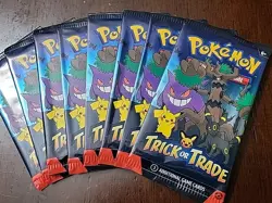 X8 - Pokemon Trick or Trade 2024 Sealed 3 Card Booster Packs Halloween Stamped - Image 1