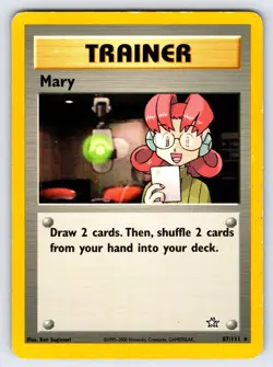 Mary 87/111 Neo Genesis Pokemon Card Vintage Trainer non Holo Rare Trainer - Mp - Image 1