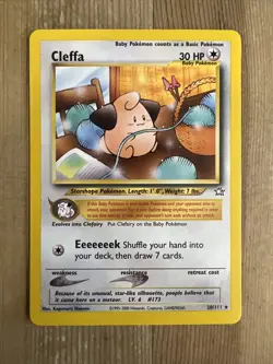 Cleffa 20/111 Rare Neo Genesis Unlimited Pokemon TCG Card WOTC LP 2000 - Image 1