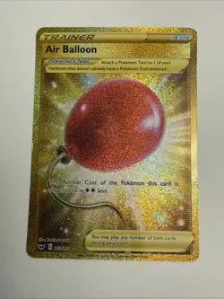 Pokemon TCG Sword & Shield Base Air Balloon Card 213/202 Secret Rare Gold Lp - Image 1