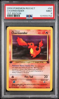 Charmander - 50/82 1st Edition Team Rocket Pokemon Card PSA 9 MINT - Image 1