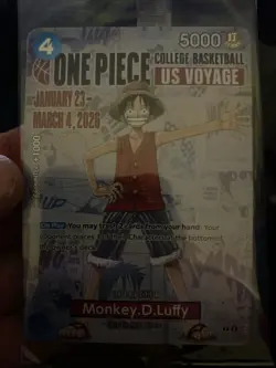One Piece Monkey.D.Luffy US College Basketball Promo Card Rutgers vs Indiana - Image 2