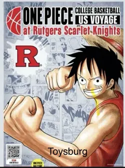 One Piece Monkey.D.Luffy College Basketball Promo Card + Poster PRESALE Rutgers - Image 1