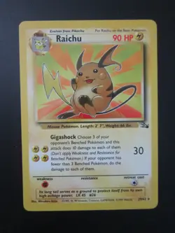 RAICHU POKEMON CARD 29/62 FOSSIL RARE VINTAGE NON HOLO NEVER PLAYED NM- - Image 1