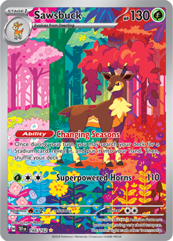 Sawsbuck 166/162 Illustration Rare Full Art - Pokemon SV05 TEF - Image 1