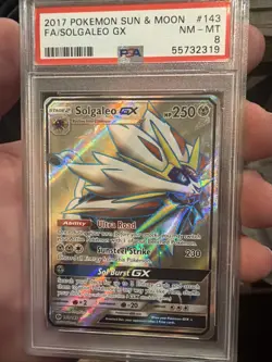2017 Pokemon Sun & Moon Base Set Solgaleo GX Full Art #143 PSA 8 🔥🔥🔥 - Image 1