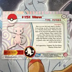 2000 Topps Pokemon TV Animation Edition Series 3 Non Holo #151 Mew Blue Label - Image 2