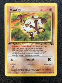 MANKEY 1999 POKEMON BASE JUNGLE 1ST EDITION COMMON 55/64 - Image 1