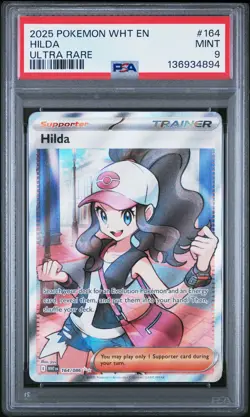 2025 POKEMON WHT EN-WHITE FLARE ULTRA RARE #164 HILDA PSA 9 - Image 1