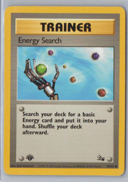 1999 Pokemon Fossil Set 1st Edition Energy Search Trainer 59/62 Common - Image 1