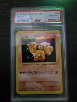 1999 POKEMON BASE SET SHADOWLESS #68 VULPIX PSA 10 - Image 1