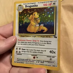Pokemon TCG Dragonite 4/62 LP Fossil Unlimited Holo Rare WOTC - Image 1