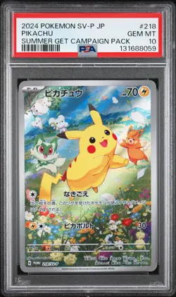 2024 POKEMON JPN SV-P PROMO #218 PIKACHU PSA 10 - Image 1